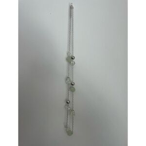 Silver and Green Long Fishhook Necklace